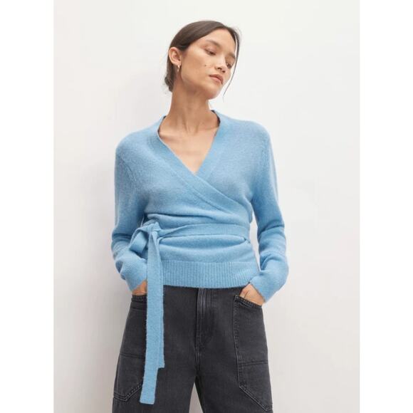 Everlane Sweaters - EVERLANE Alpaca Wrap Sweater Heritage Blue Long Sleeve Women's XS